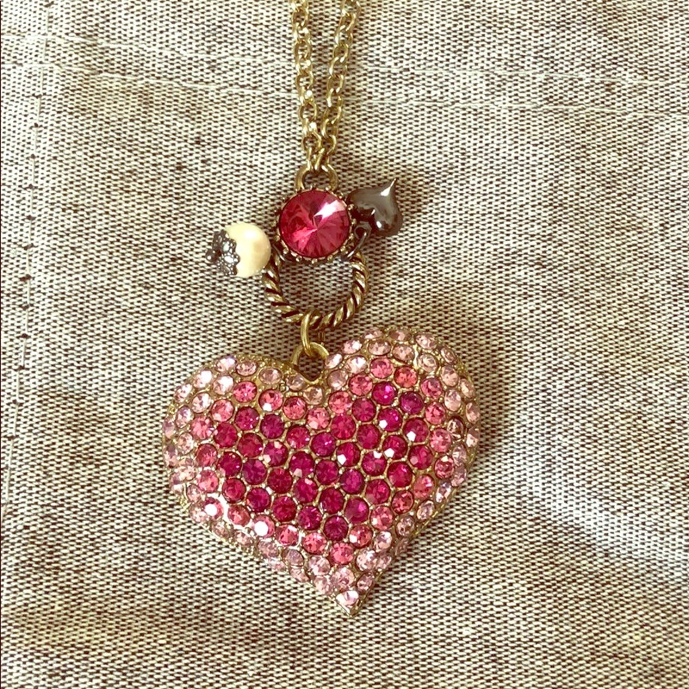 Betsy Johnson Rhinestone Heart Necklace